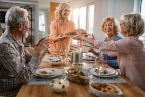 Group of seniors dining together